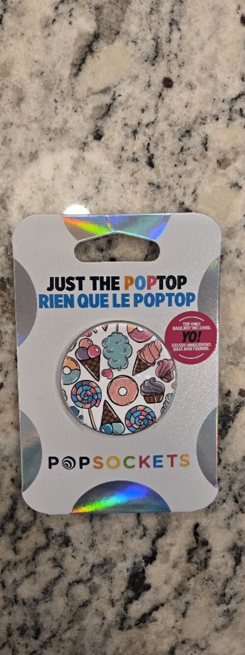 PopSocket PopTop Phone Grip in White with Multicolor Ice Cream & Sweets Pattern
